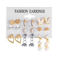 Fashion Heart Shape Bow Knot Alloy Inlay Artificial Pearls Zircon Women's Drop Earrings Ear Studs 1 Set main image 3