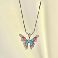 Mode Schmetterling Legierung Emaille Frau Halskette Mit Anhänger 1 Stück main image 1