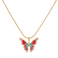 Fashion Butterfly Alloy Enamel Women's Pendant Necklace 1 Piece sku image 1