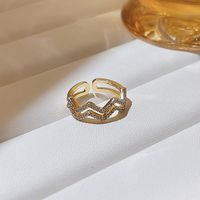 Retro Geometric Butterfly Bow Knot Copper Inlay Artificial Pearls Zircon Rings sku image 10