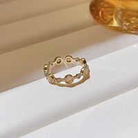 Retro Geometric Butterfly Bow Knot Copper Inlay Artificial Pearls Zircon Rings sku image 18