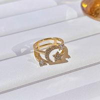 Retro Geometric Butterfly Bow Knot Copper Inlay Artificial Pearls Zircon Rings sku image 39