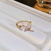 Retro Geometric Butterfly Bow Knot Copper Inlay Artificial Pearls Zircon Rings sku image 25