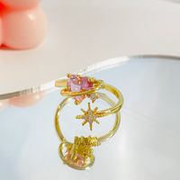 Fashion Heart Shape Alloy Inlay Artificial Gemstones Women's Open Ring 1 Piece main image 4