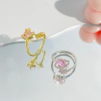 Fashion Heart Shape Alloy Inlay Artificial Gemstones Women's Open Ring 1 Piece main image 1