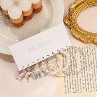 Fashion Butterfly Alloy Plating Inlay Artificial Pearls Women's Hoop Earrings 1 Set main image 2