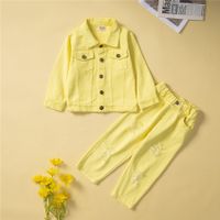 Fashion Solid Color Polyester Girls Clothing Sets sku image 10