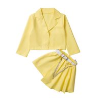 Fashion Solid Color Cotton Blend Polyester Girls Clothing Sets main image 4