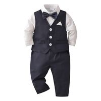 British Style Solid Color Cotton Boys Clothing Sets sku image 1