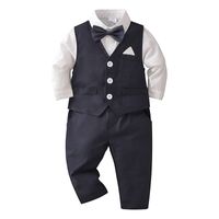 Estilo Británico Color Sólido Algodón Conjuntos De Ropa Para Niños sku image 5