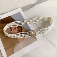 Fashion Geometric Metal Inlay Artificial Pearls Women's Chain Belts 1 Piece sku image 1