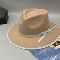 Women's Retro Solid Color Flat Eaves Fedora Hat main image 5