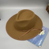Women's Retro Solid Color Flat Eaves Fedora Hat main image 4