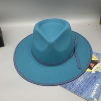 Women's Retro Solid Color Flat Eaves Fedora Hat sku image 3