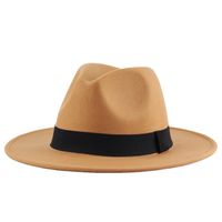 Unisex British Style Solid Color Patch Flat Eaves Fedora Hat main image 5