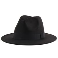 Unisex British Style Solid Color Patch Flat Eaves Fedora Hat main image 1