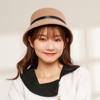 Women's Basic Solid Color Bowknot Wide Eaves Fedora Hat main image 5