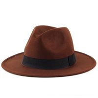 Unisex British Style Solid Color Patch Flat Eaves Fedora Hat sku image 7