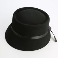 Women's Basic Solid Color Bowknot Wide Eaves Fedora Hat main image 1