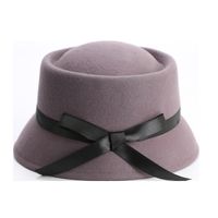 Women's Basic Solid Color Bowknot Wide Eaves Fedora Hat main image 4