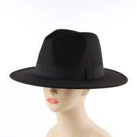 Unisex British Style Solid Color Patch Flat Eaves Fedora Hat main image 3