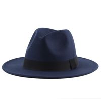 Unisex British Style Solid Color Patch Flat Eaves Fedora Hat sku image 5