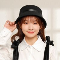 Women's Basic Solid Color Bowknot Wide Eaves Fedora Hat main image 3