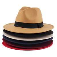 Unisex British Style Solid Color Patch Flat Eaves Fedora Hat main image 2