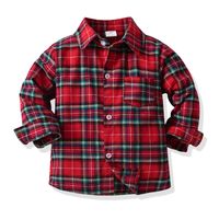 Casual Plaid Button Cotton T-shirts & Shirts sku image 1