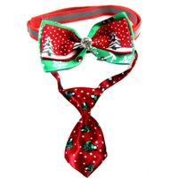 Casual Ribbon Christmas Color Block Bowknot Pet Accessories 1 Piece main image 3