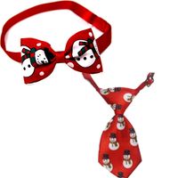 Casual Ribbon Christmas Color Block Bowknot Pet Accessories 1 Piece sku image 2