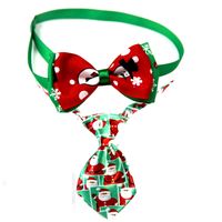 Casual Ribbon Christmas Color Block Bowknot Pet Accessories 1 Piece sku image 6