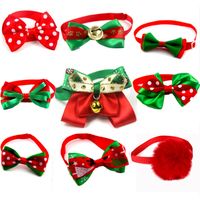 Casual Ribbon Christmas Color Block Polka Dots Bowknot Pet Accessories main image 1
