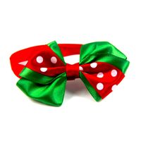 Casual Ribbon Christmas Color Block Polka Dots Bowknot Pet Accessories sku image 7