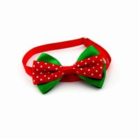 Casual Ribbon Christmas Color Block Polka Dots Bowknot Pet Accessories main image 2