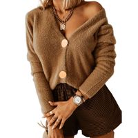 Women's Cardigan Long Sleeve Sweaters & Cardigans Button Fashion Solid Color sku image 4