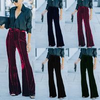 Women's Street Fashion Solid Color Full Length Zipper Patchwork Flared Pants main image 6