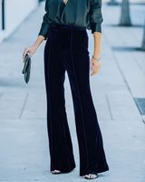 Women's Street Fashion Solid Color Full Length Zipper Patchwork Flared Pants main image 4