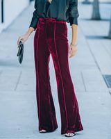 Women's Street Fashion Solid Color Full Length Zipper Patchwork Flared Pants main image 3