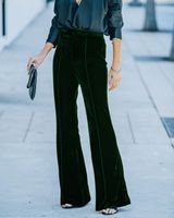 Women's Street Fashion Solid Color Full Length Zipper Patchwork Flared Pants main image 2