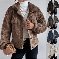 Fashion Stripe Solid Color Patchwork Button Polyester Polyacrylonitrile Fiber Single Breasted Coat Women's Woolen Coat main image 1
