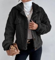 Fashion Stripe Solid Color Patchwork Button Polyester Polyacrylonitrile Fiber Single Breasted Coat Women's Woolen Coat main image 4