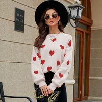 Women's Sweater Long Sleeve Sweaters & Cardigans Jacquard Fashion Heart Shape main image 4
