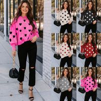 Women's Sweater Long Sleeve Sweaters & Cardigans Jacquard Fashion Heart Shape main image 1