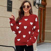 Women's Sweater Long Sleeve Sweaters & Cardigans Jacquard Fashion Heart Shape main image 2