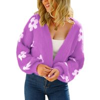 Women's Knitwear Long Sleeve Sweaters & Cardigans Printing Patchwork Fashion Flower main image 2