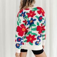 Fashion Flower Polyester Round Neck Long Sleeve Regular Sleeve Jacquard Sweater main image 4