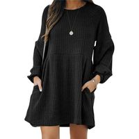 Women's Princess Dress Casual Round Neck Long Sleeve Solid Color Above Knee Daily main image 5