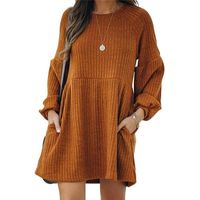 Women's Princess Dress Casual Round Neck Long Sleeve Solid Color Above Knee Daily main image 3