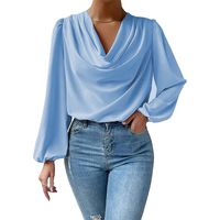Women's T-shirt Long Sleeve Blouses Pleated Fashion Solid Color main image 4